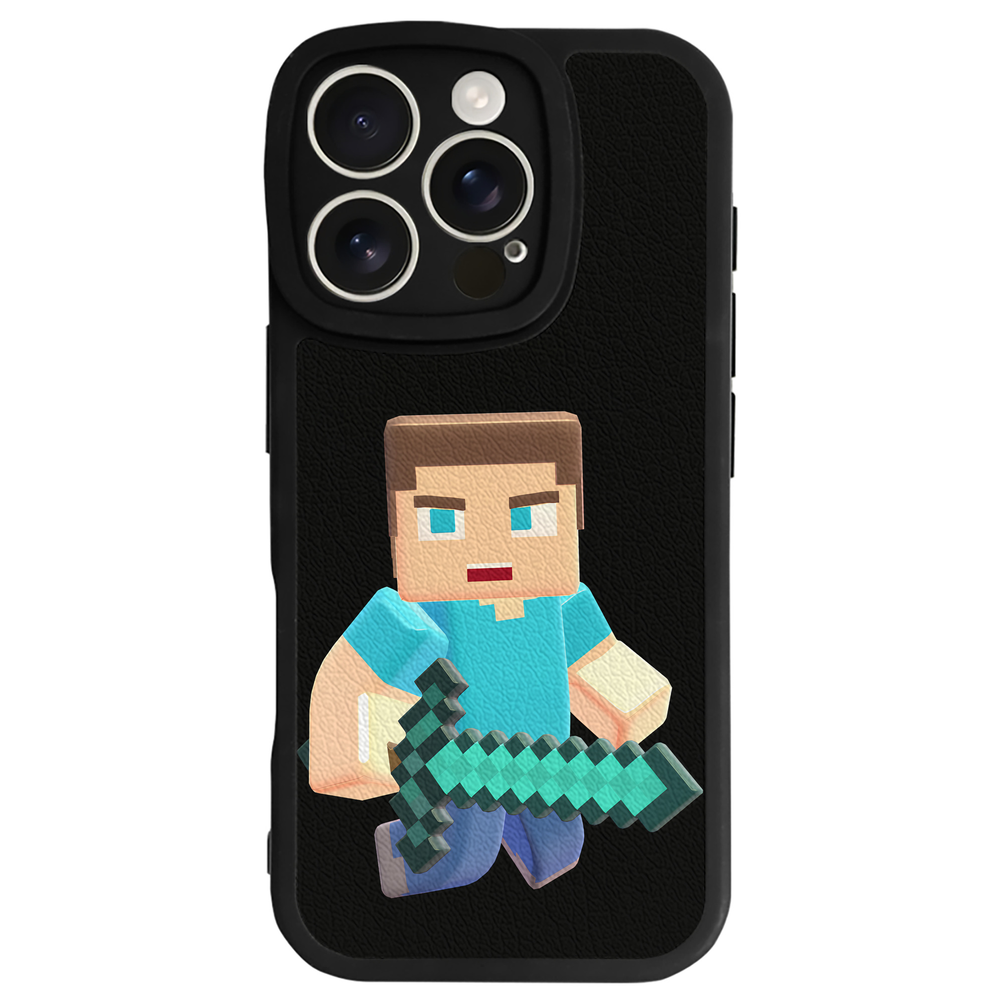 （画像用） マインクラフト ブロックの世界 Minecraft MC Block world 【iPhone 16シリーズ対応】シリコンスマホケース（レザー調） 材質：シリコン